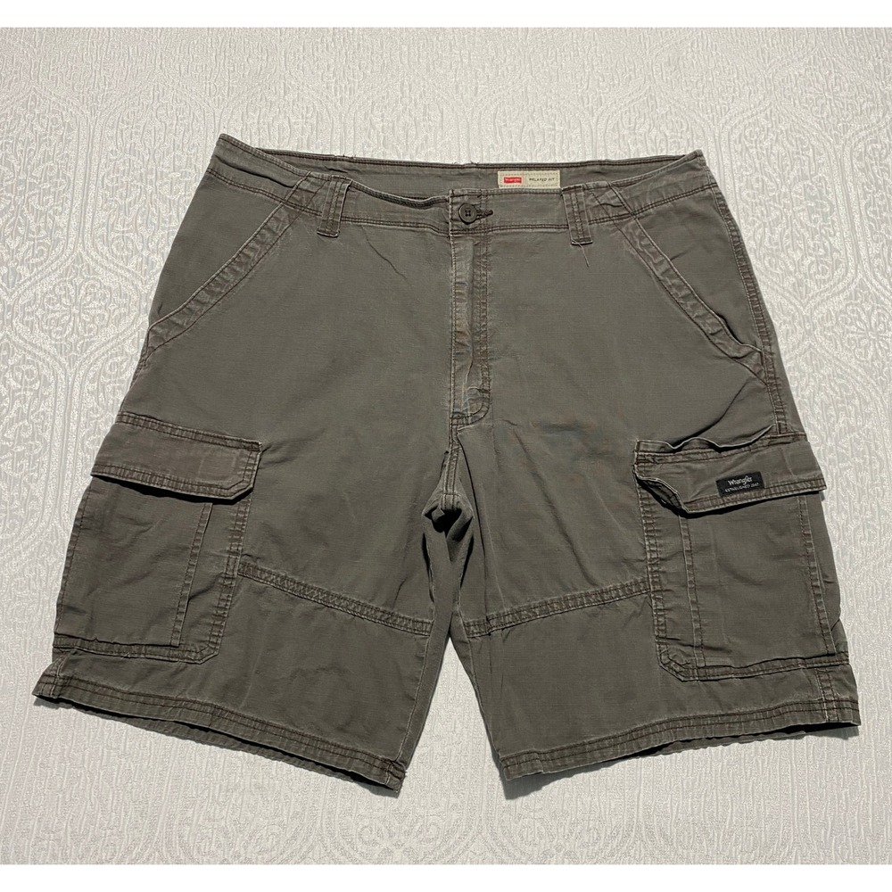 Wrangler Mens Relaxed Fit Cargo Shorts Gray Stretch Cotton 60AAWOD Size 36